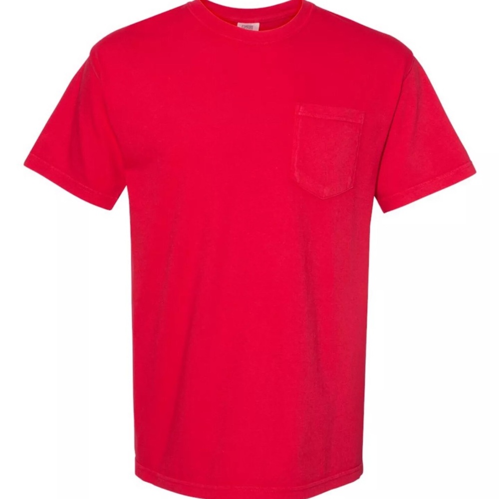 COMFORT COLORS POCKET T-SHIRT (6030) ADULT SIZES - RED - NEW - BLANK